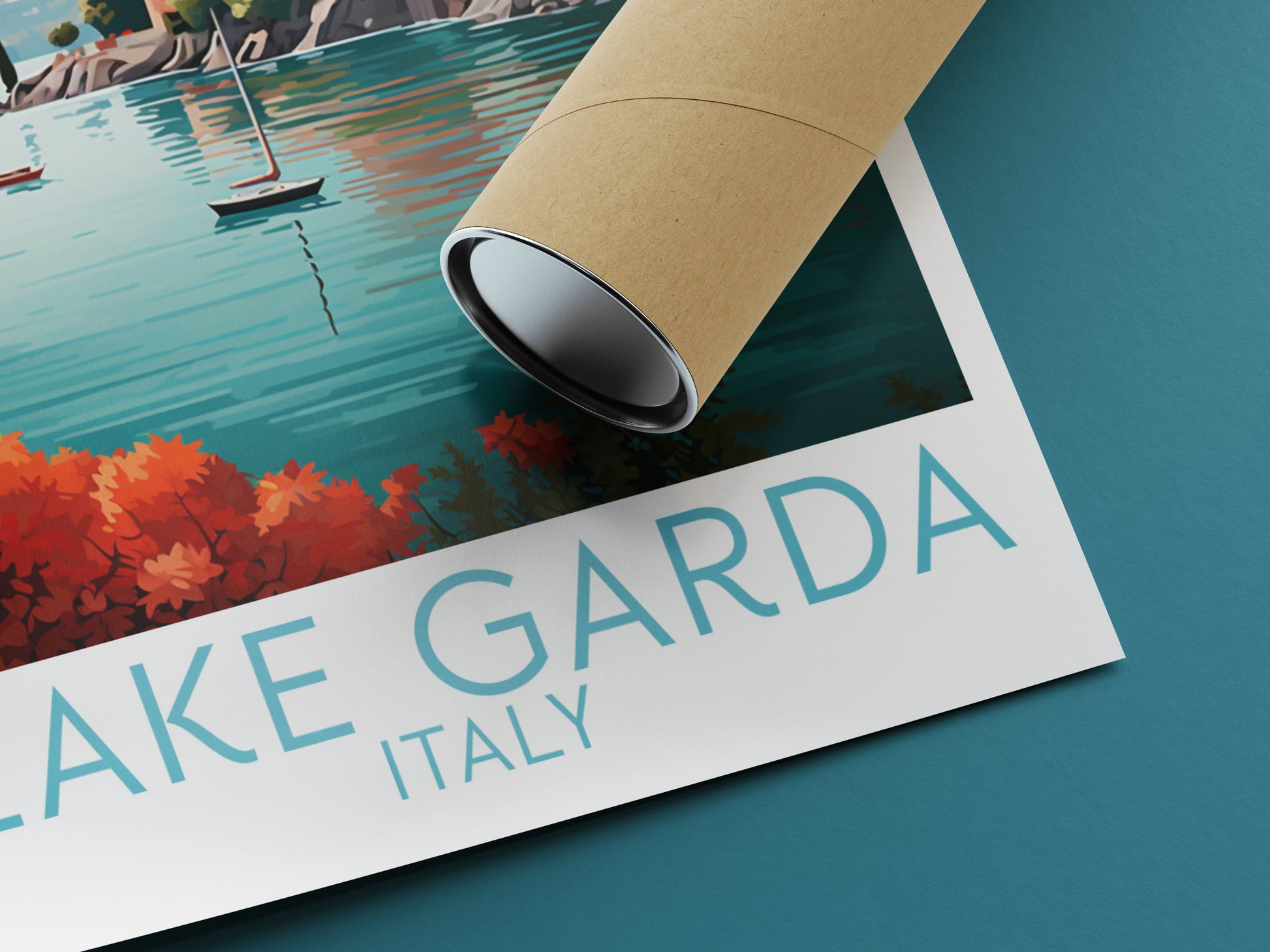 lake garda travel poster rolled italy