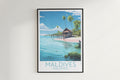 maldives travel poster hanged on the wall maldives