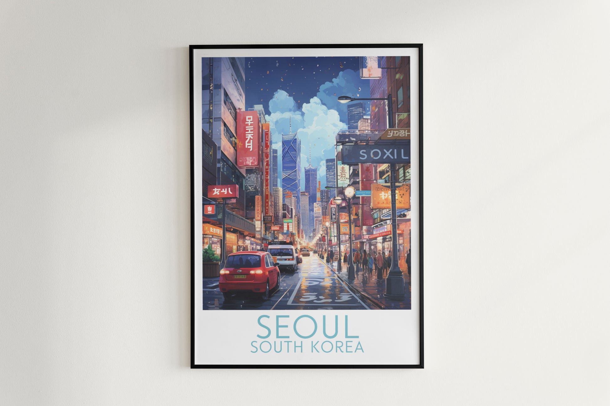 seoul travel poster hanged on the wall south korea