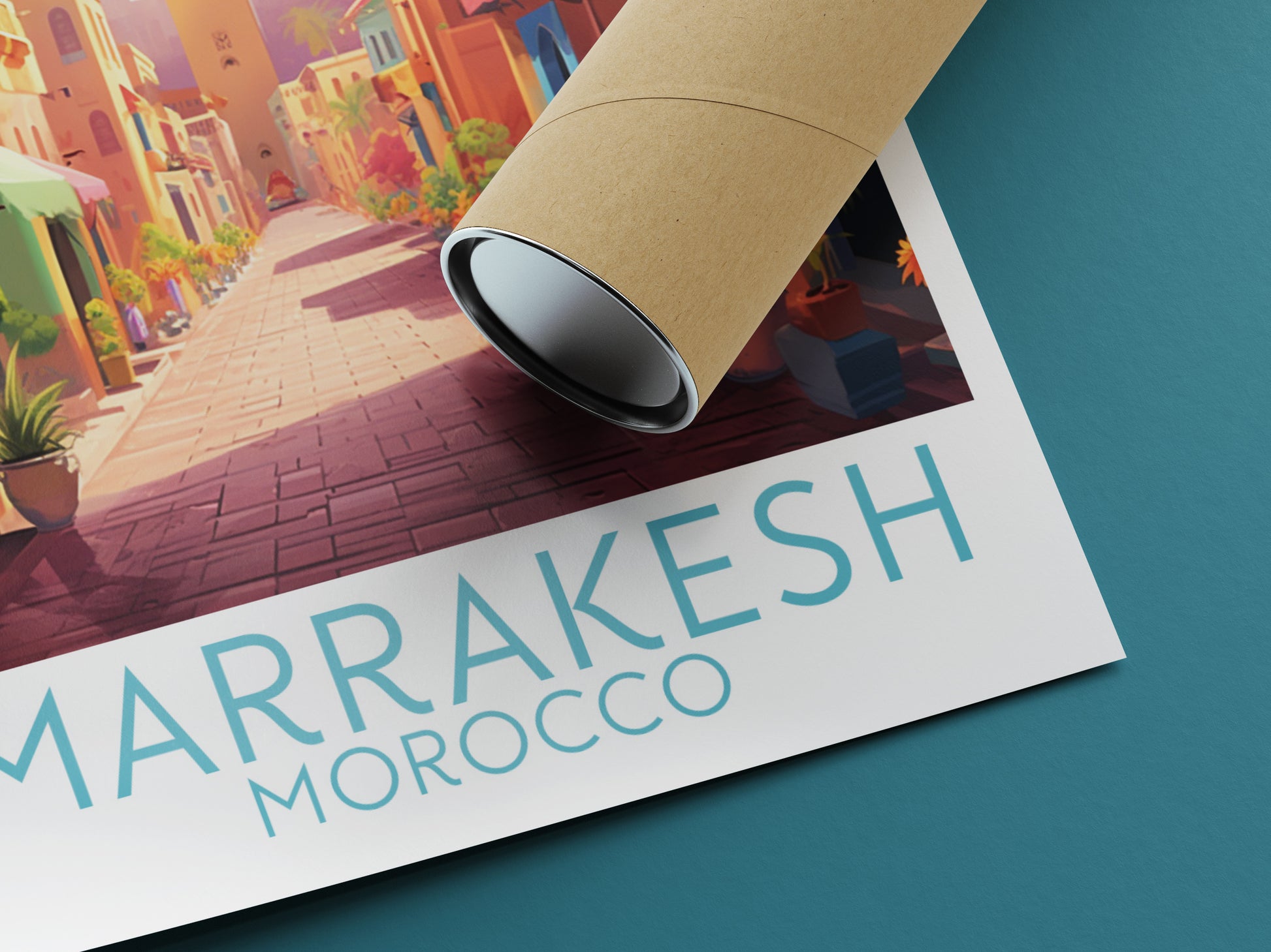 marrakesh travel poster rolled morocco