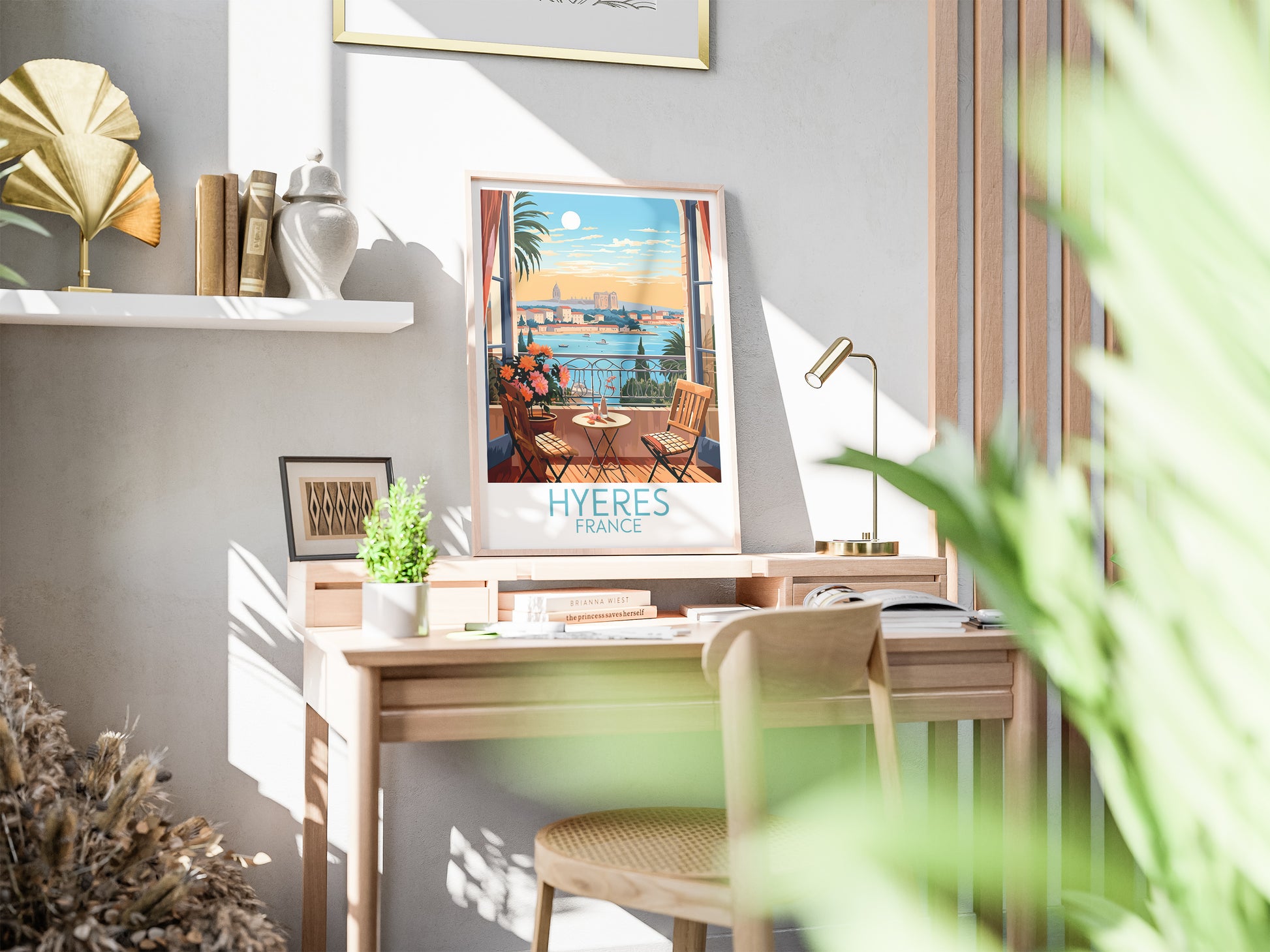 hyeres travel poster on desk france