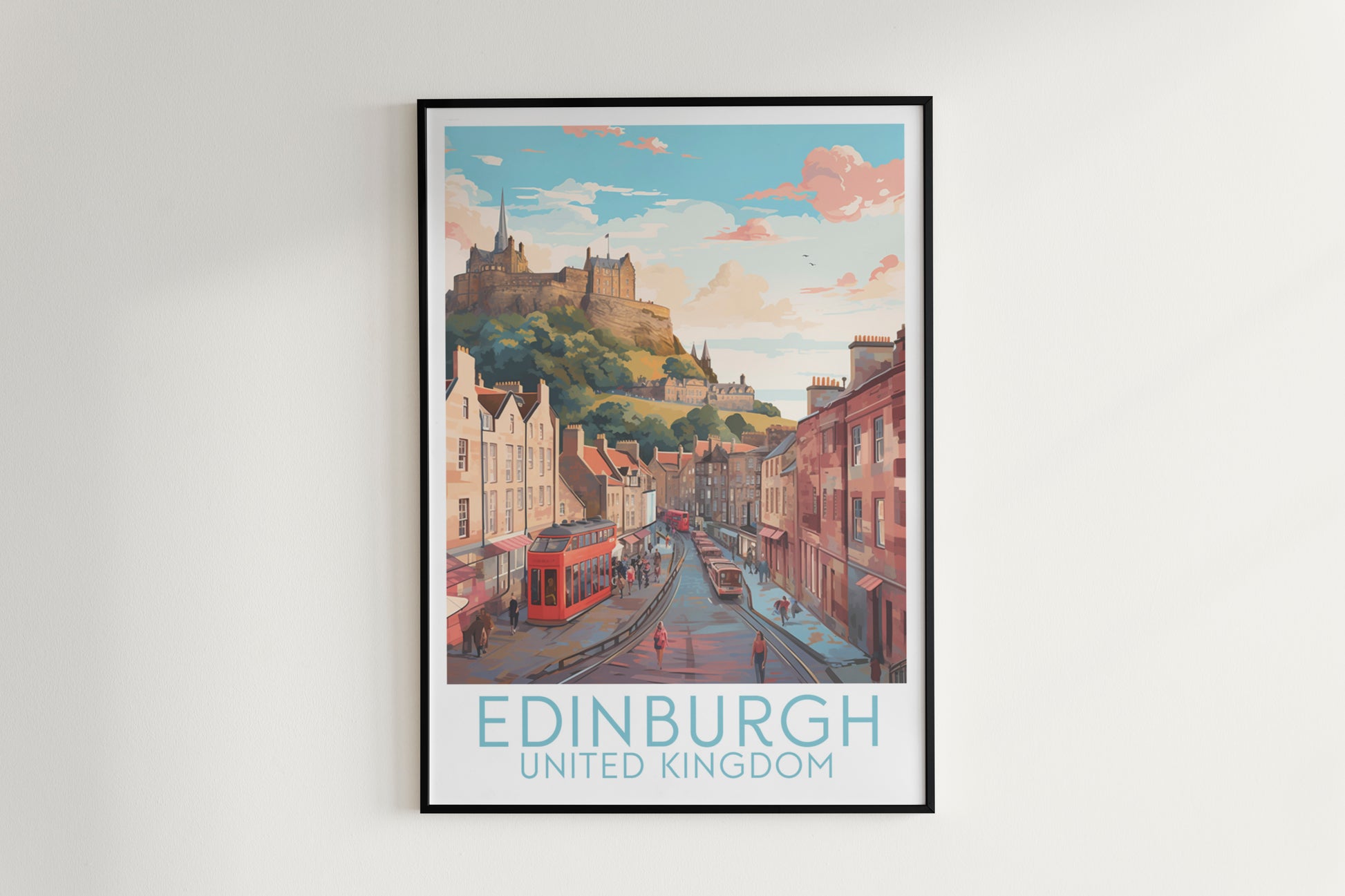 edinburgh travel poster hanged on the wall united kingdom