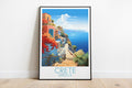 crete travel poster on the ground greece