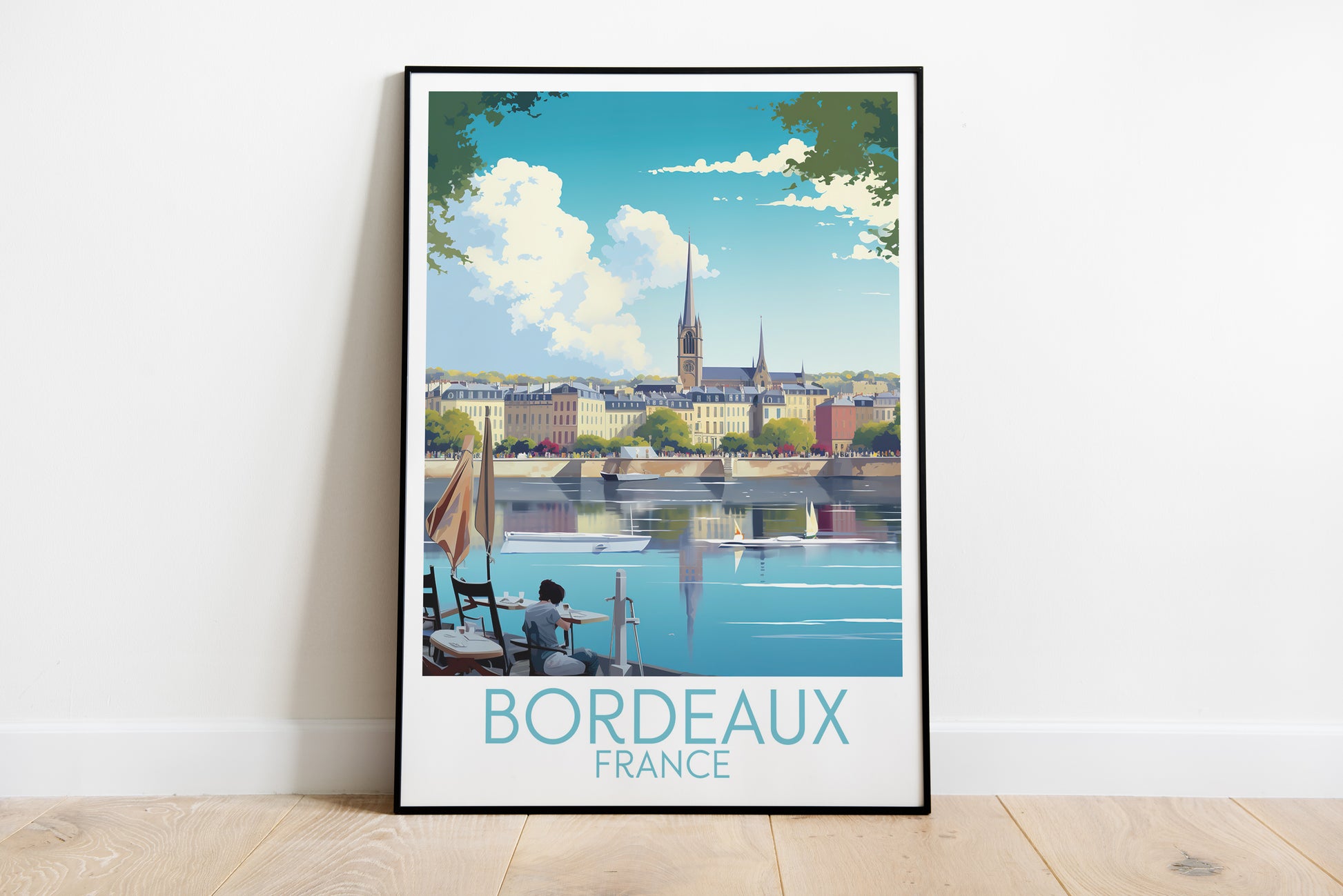 bordeaux travel poster on the ground france