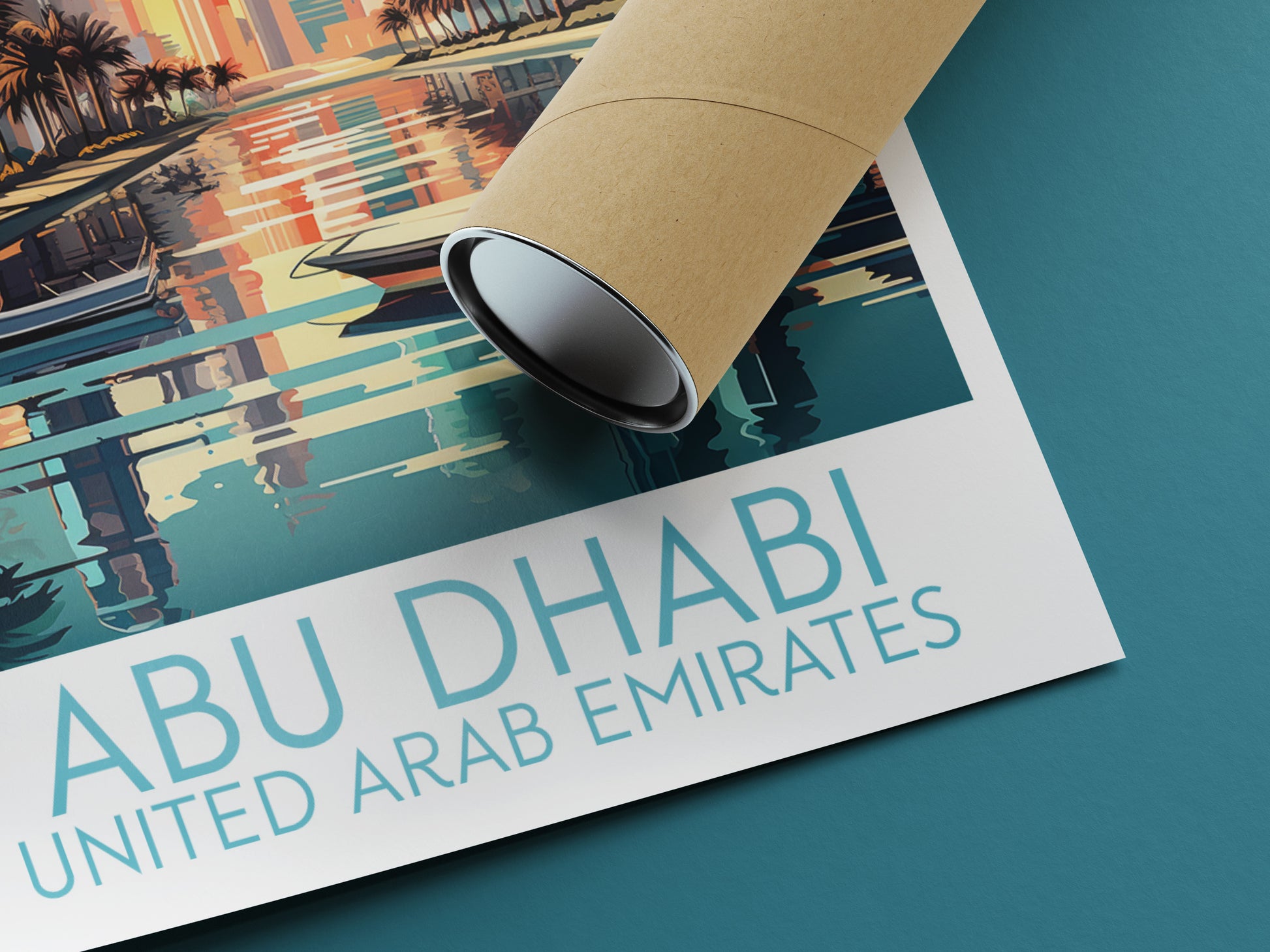 abu dhabi travel poster rolled united arab emirates