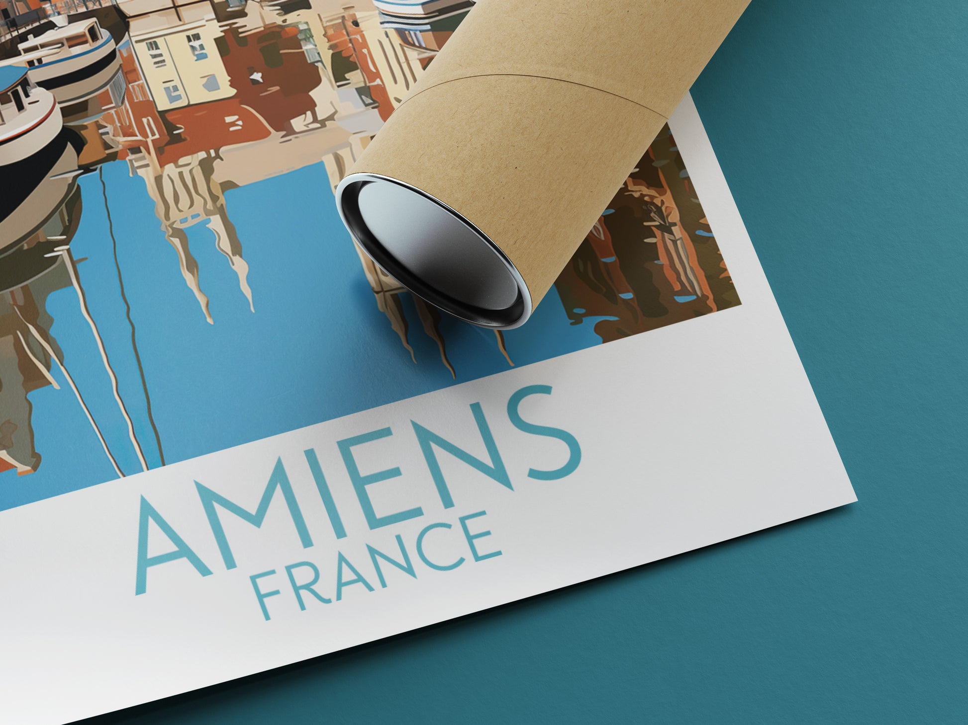 amiens travel poster rolled france