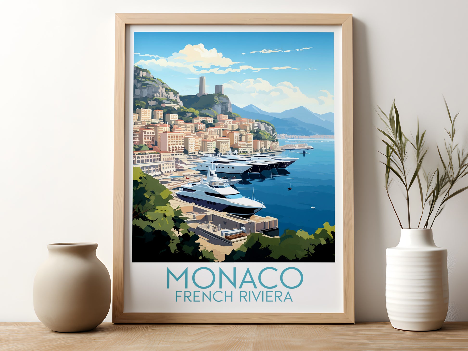 monaco travel poster for kitchen french riviera