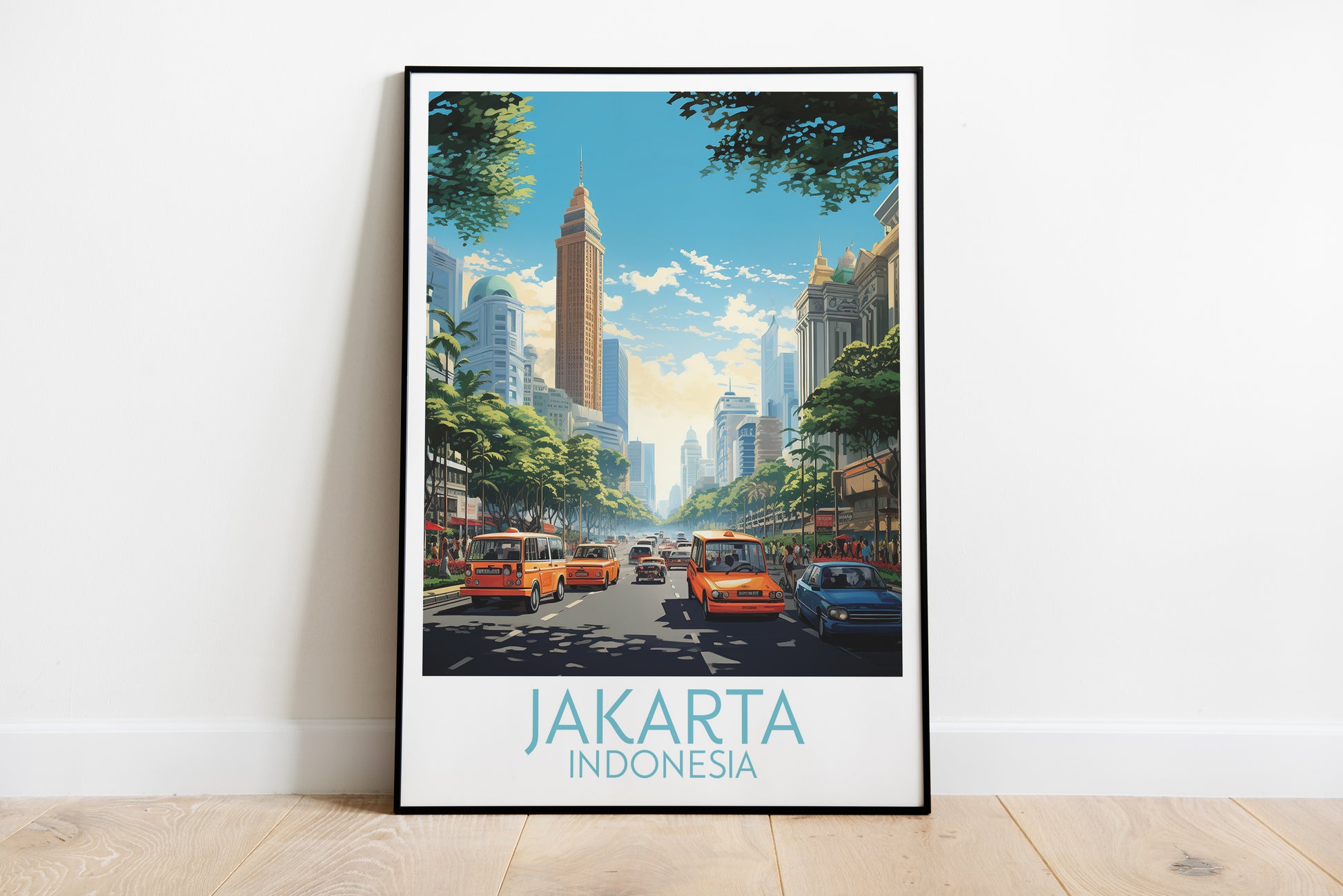 jakarta travel poster on the ground indonesia