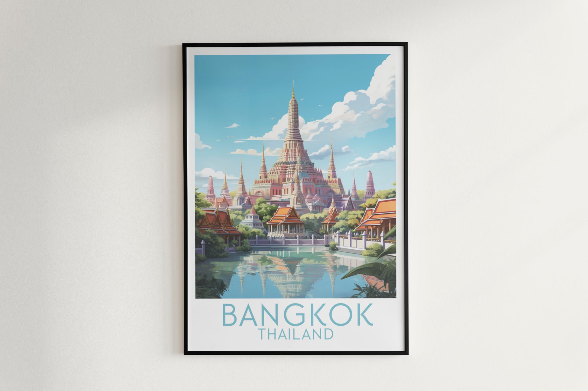 bangkok travel poster hanged on the wall thailand