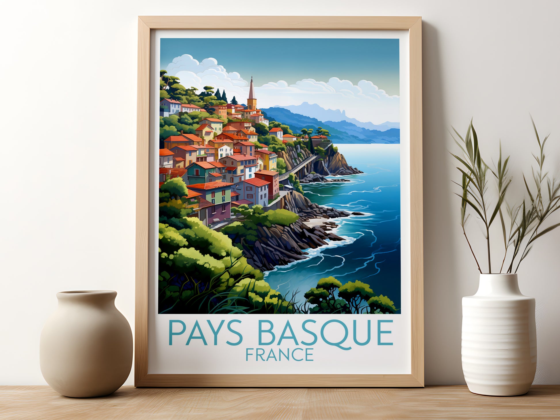 pays basque travel poster for kitchen france