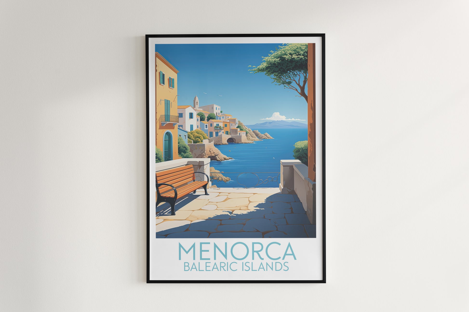 menorca travel poster hanged on the wall balearic islands