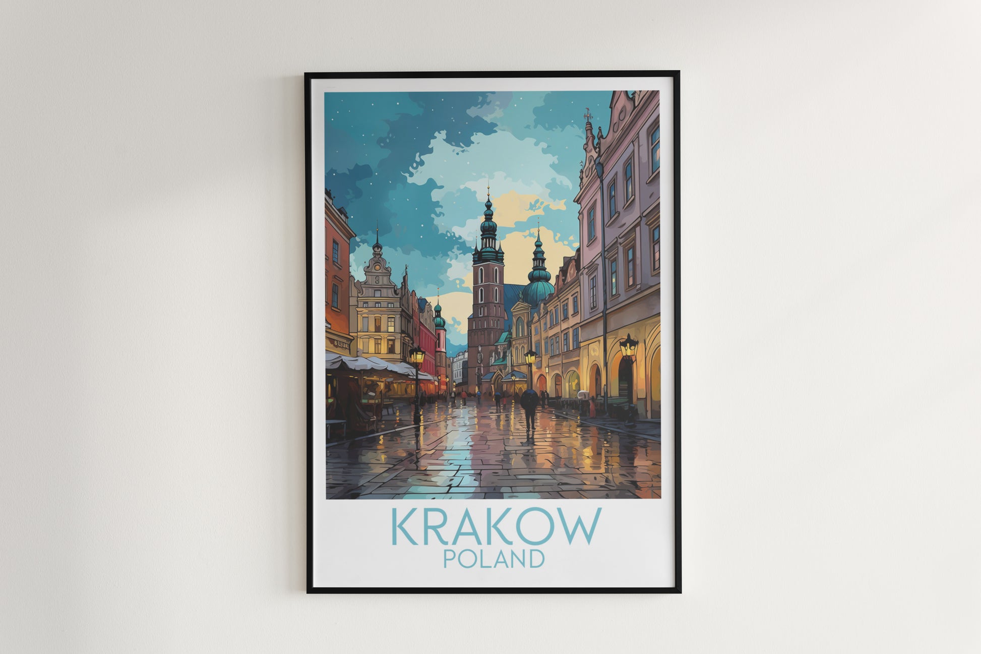 krakow travel poster hanged on the wall poland