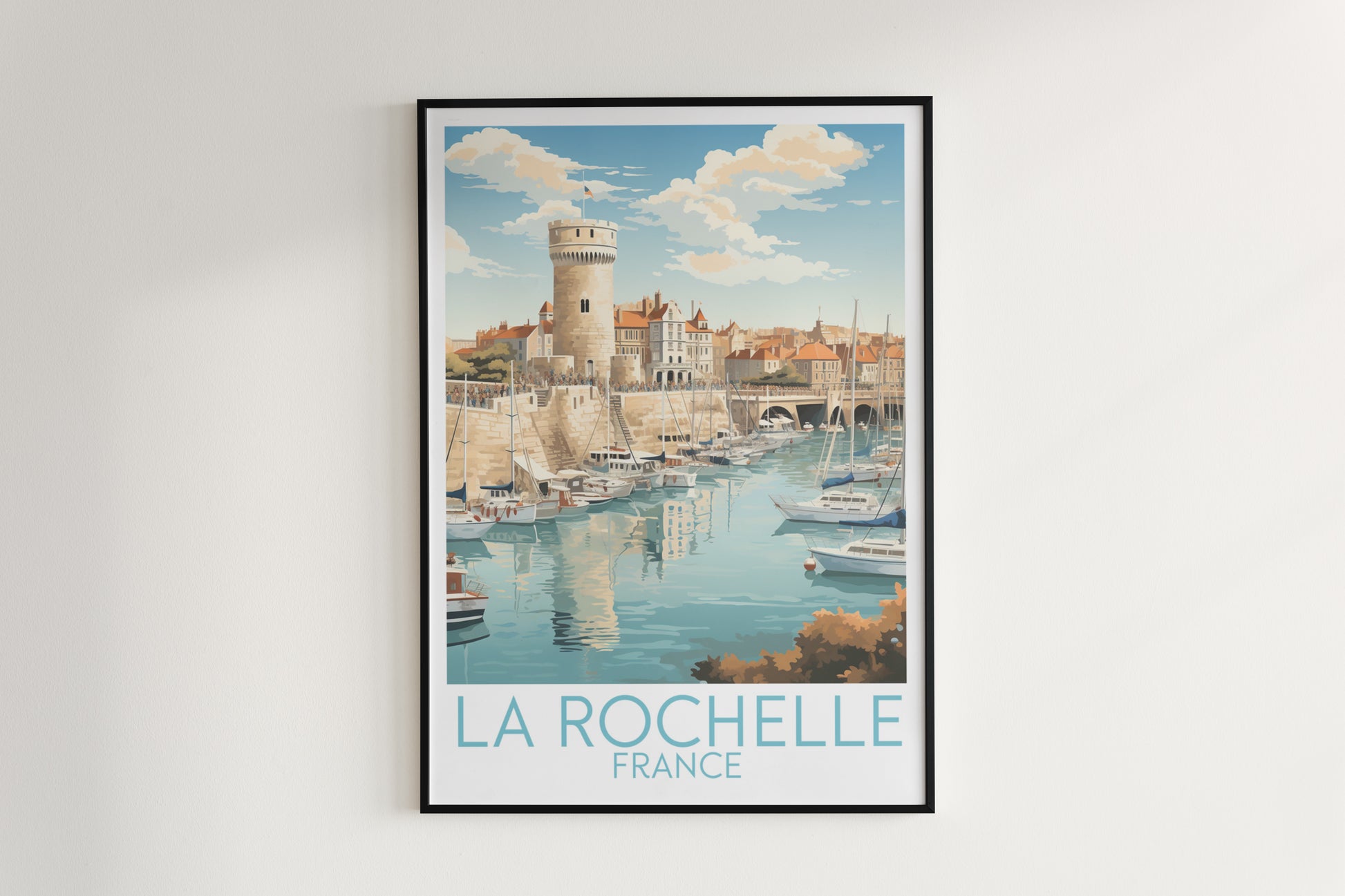 la rochelle travel poster hanged on the wall france