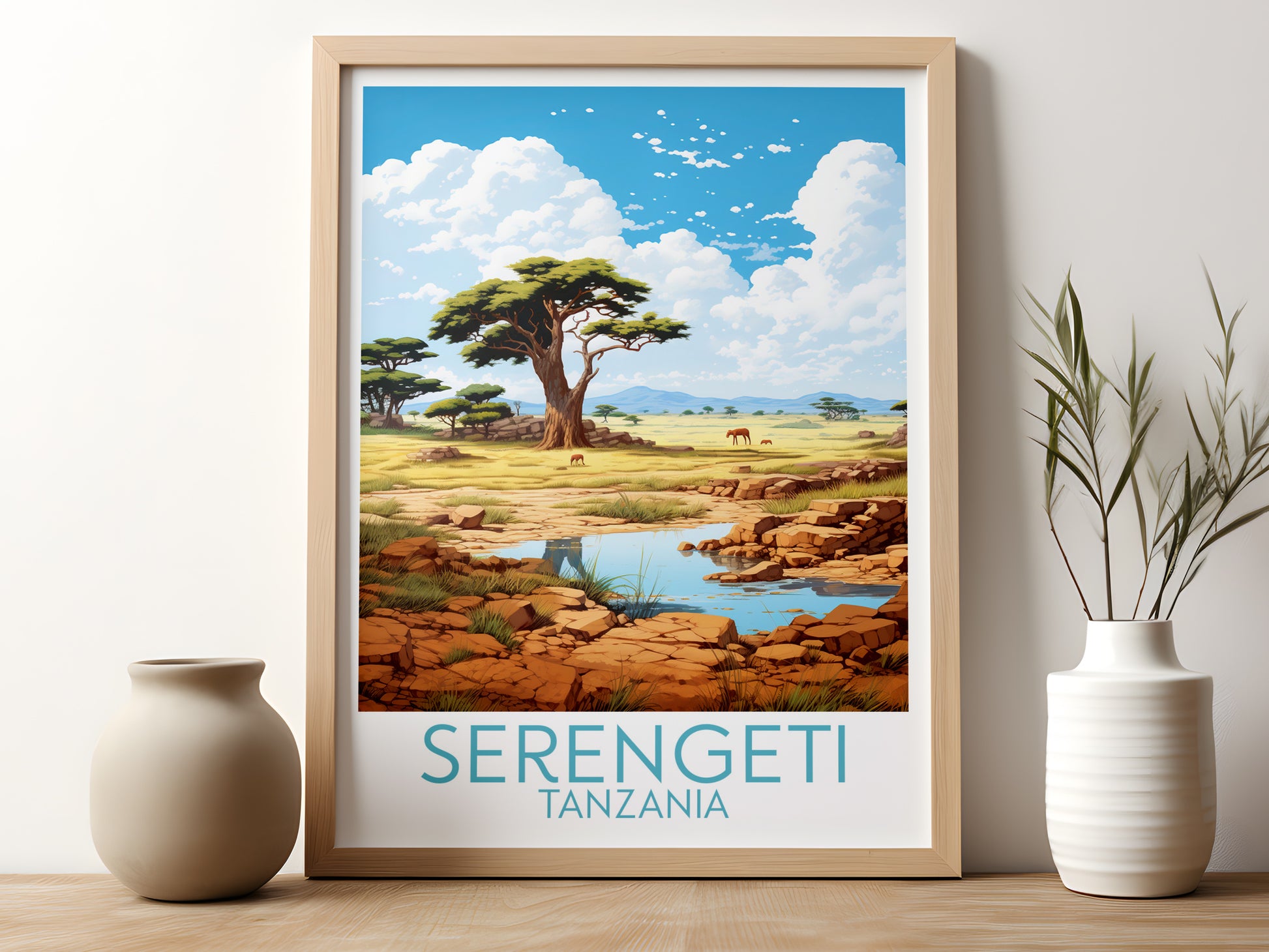 serengeti travel poster for kitchen tanzania