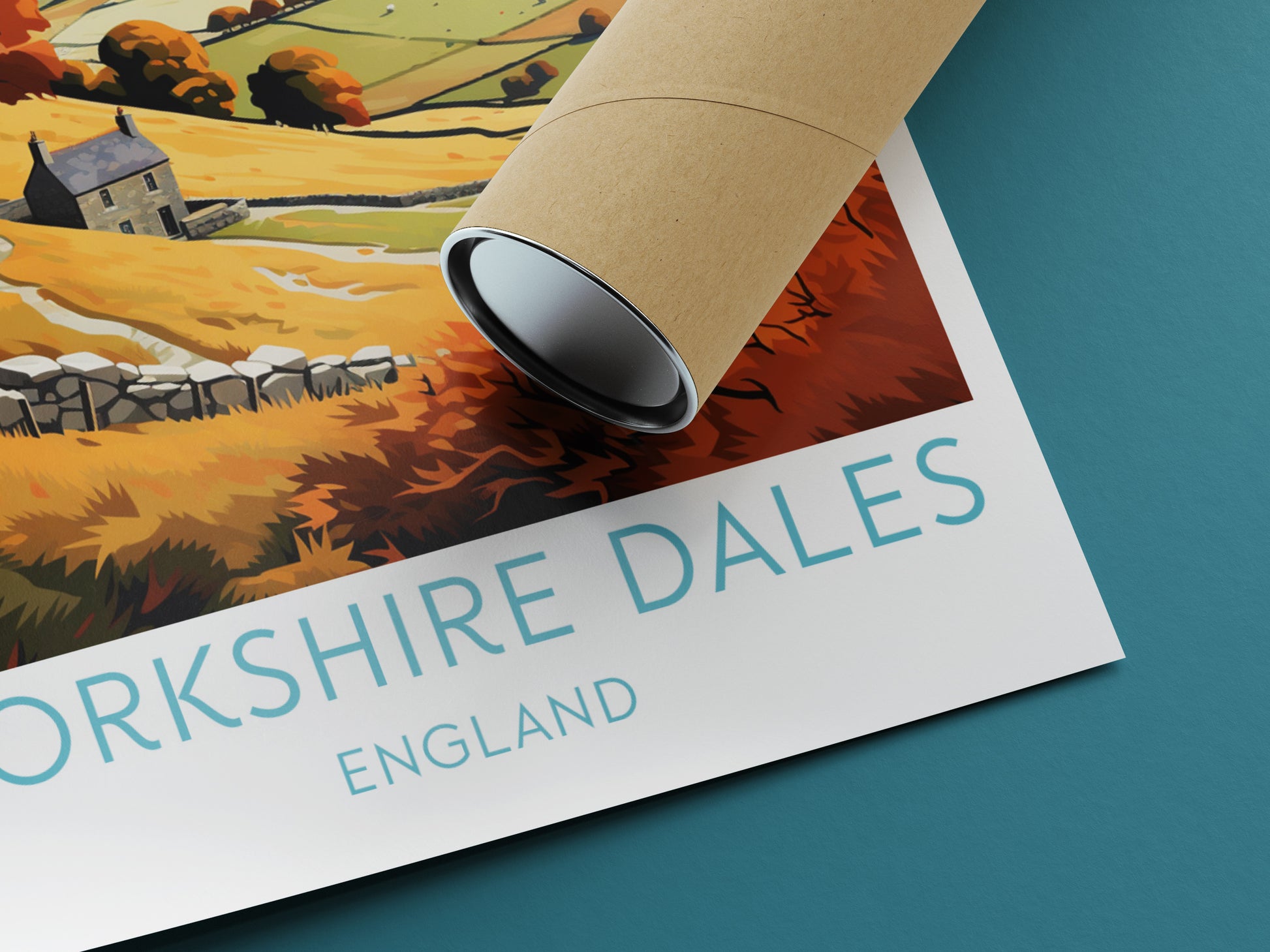 yorkshire dales travel poster rolled england