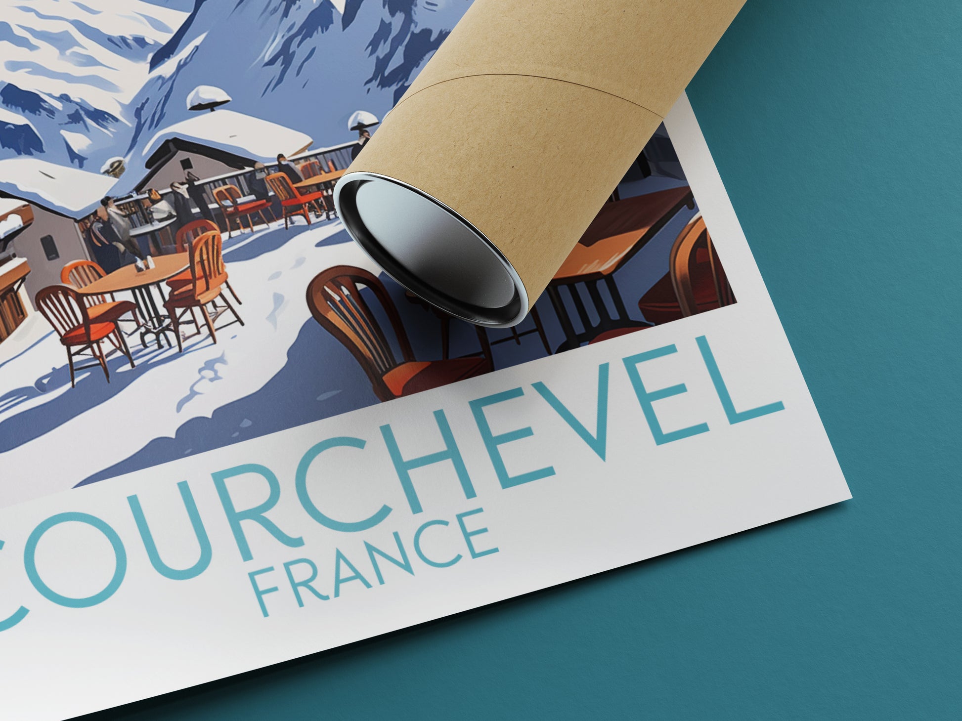 courchevel travel poster rolled france