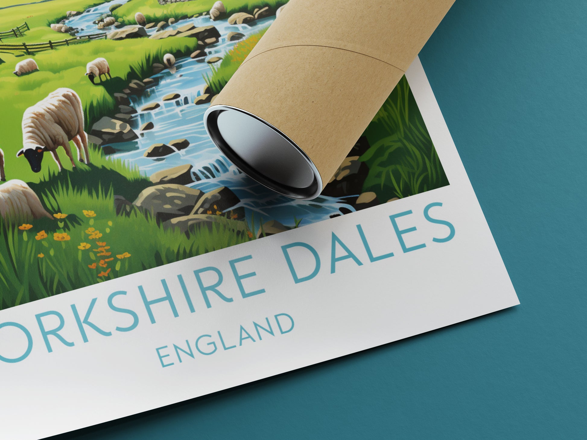 yorkshire dales travel poster rolled england