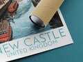 new castle travel poster rolled united kingdom