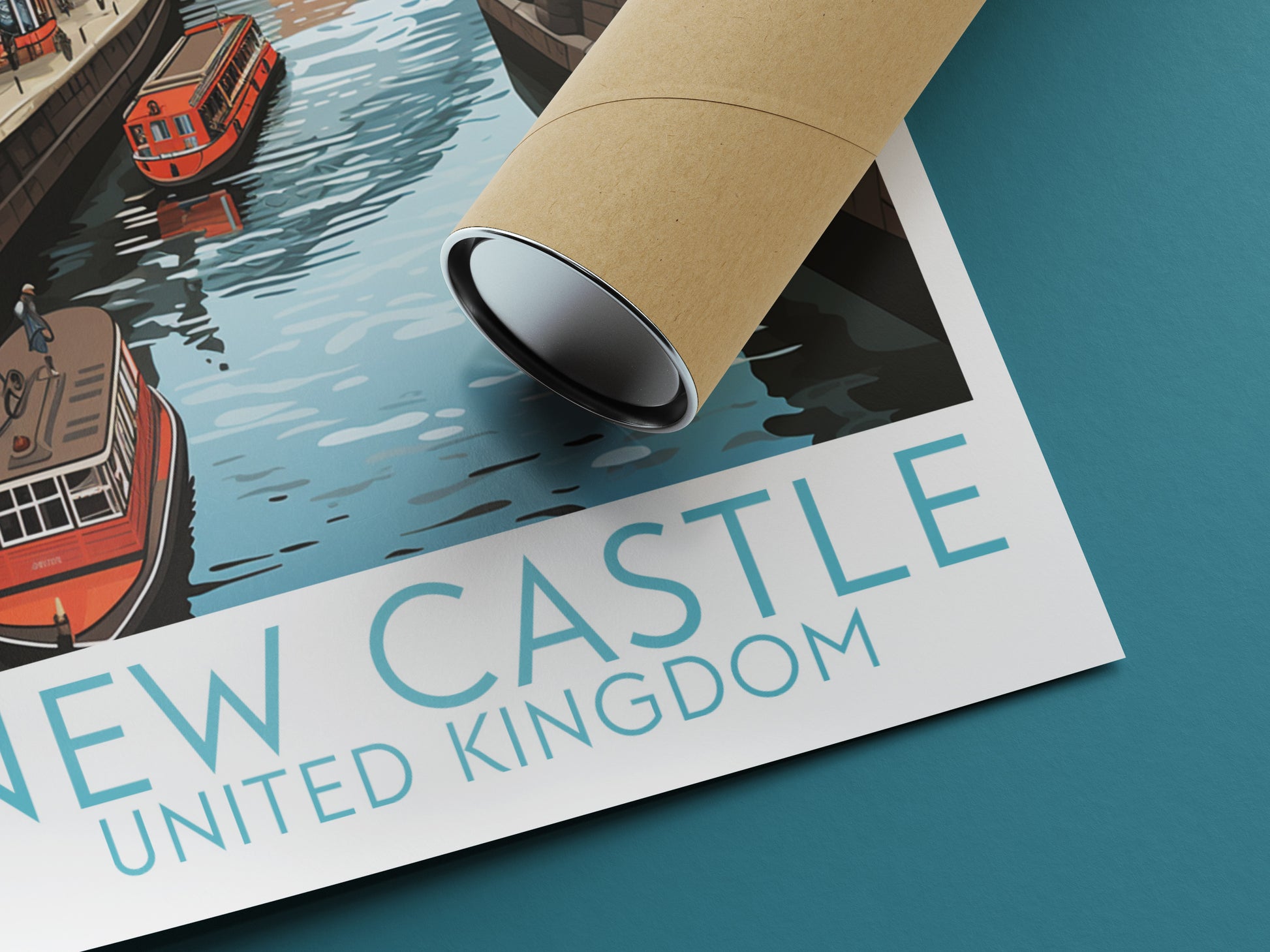 new castle travel poster rolled united kingdom