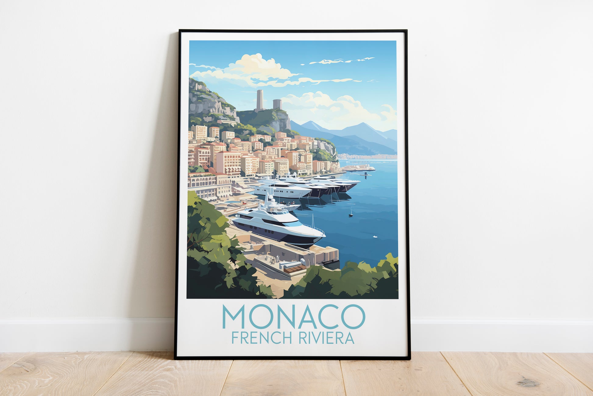 monaco travel poster on the ground french riviera