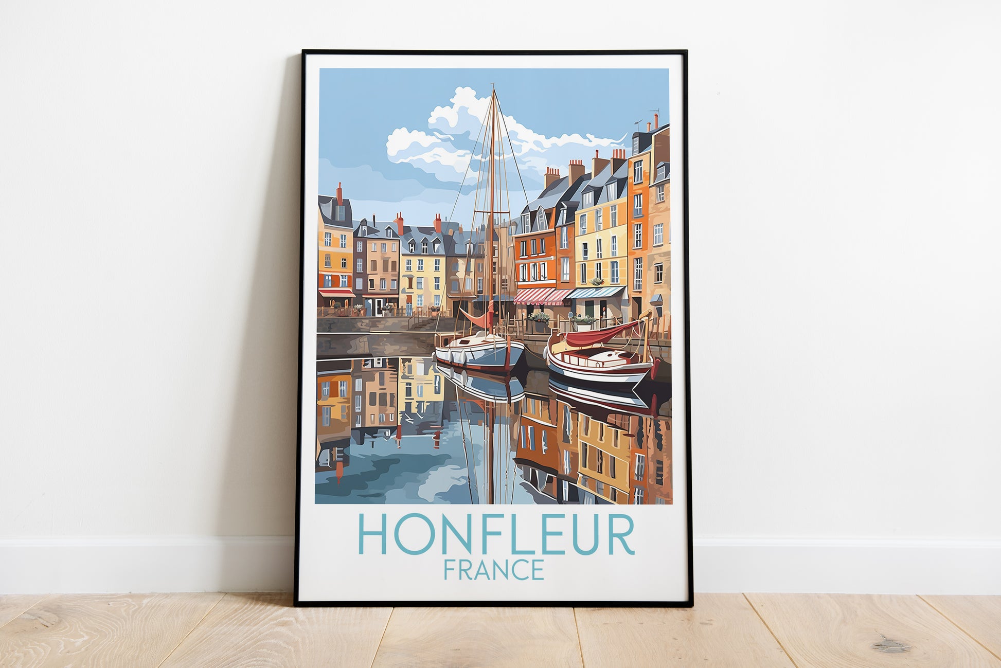 honfleur travel poster on the ground france