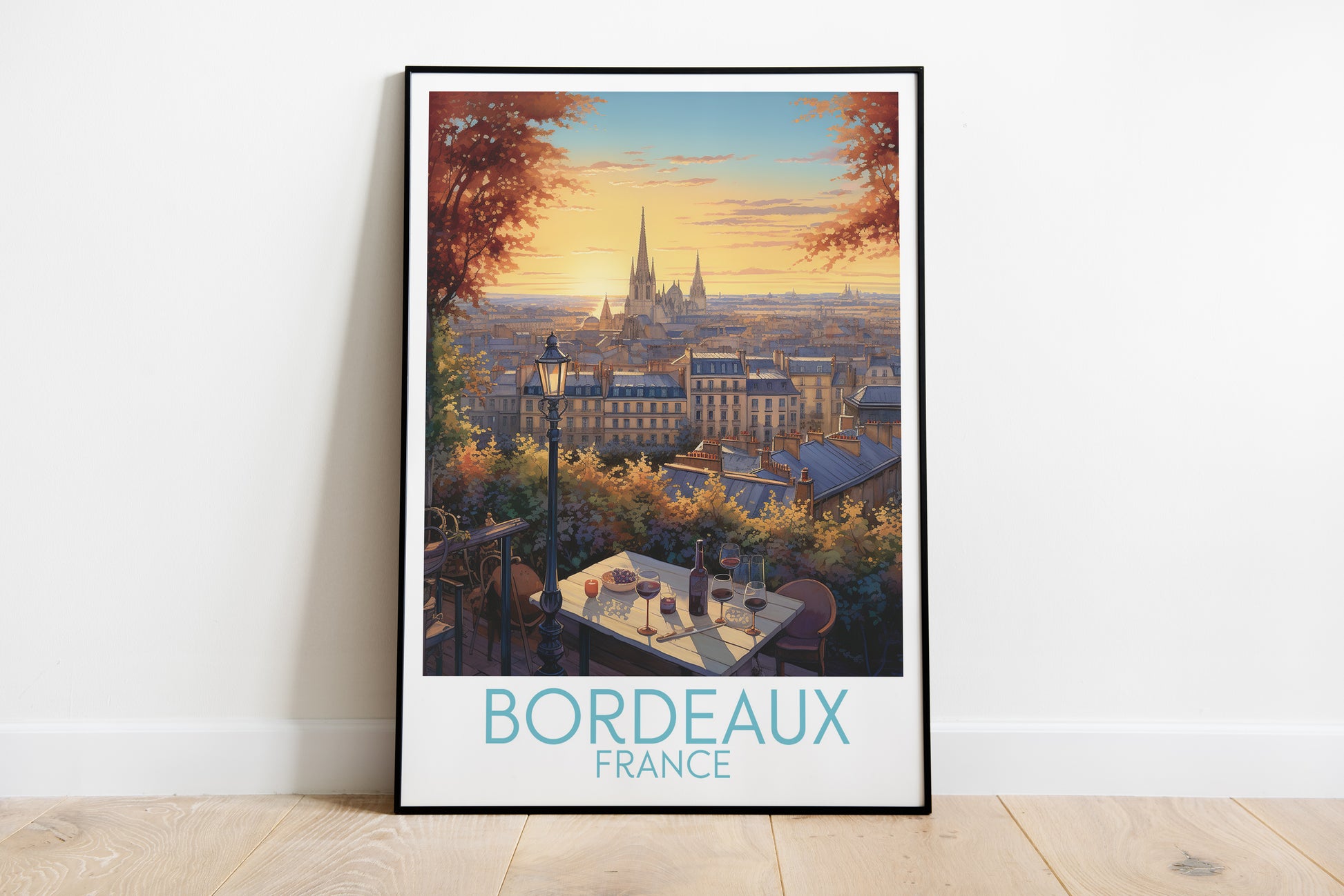 bordeaux travel poster on the ground france