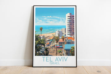 tel aviv travel poster on the ground israel