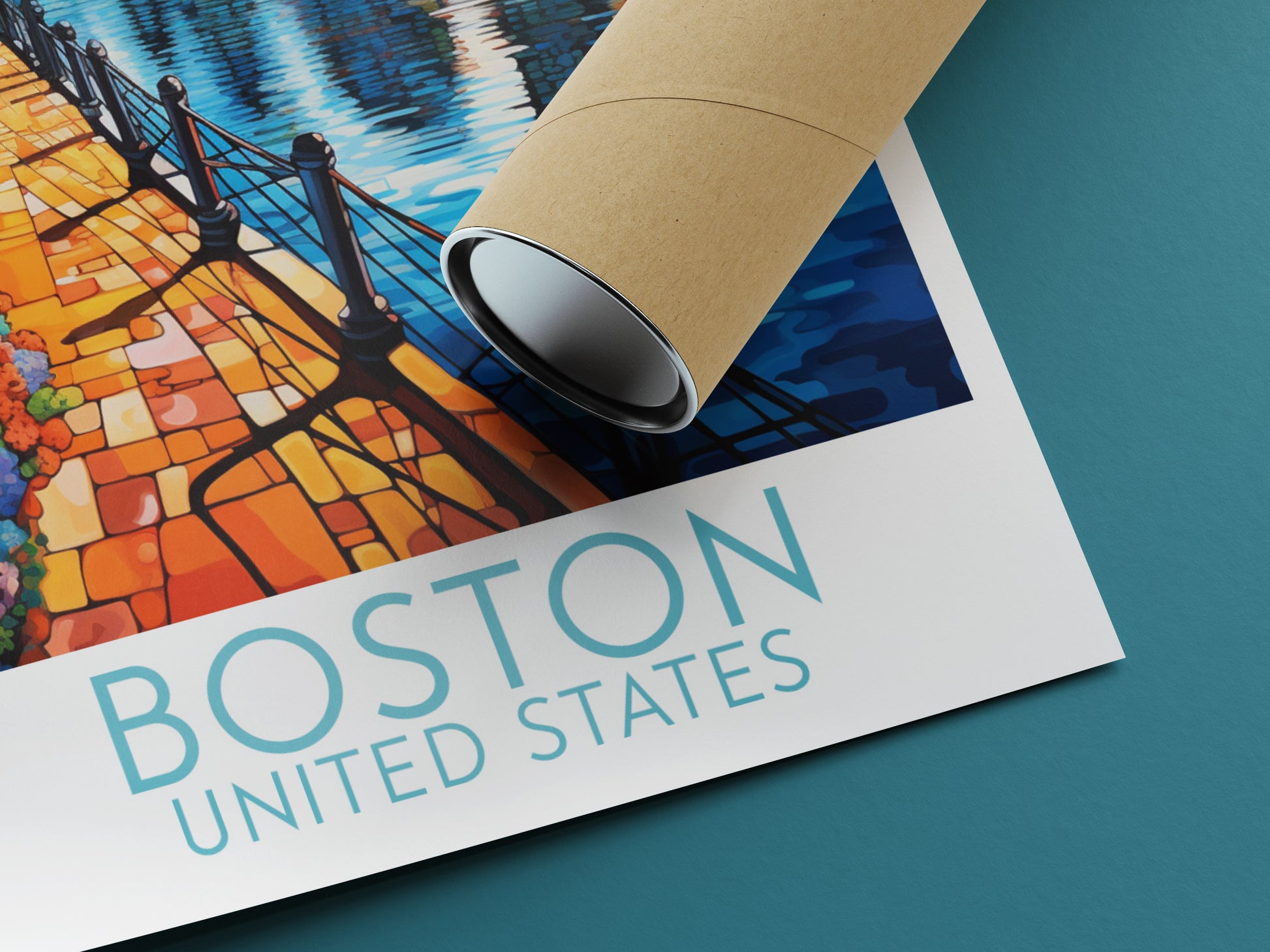 boston travel poster rolled united states