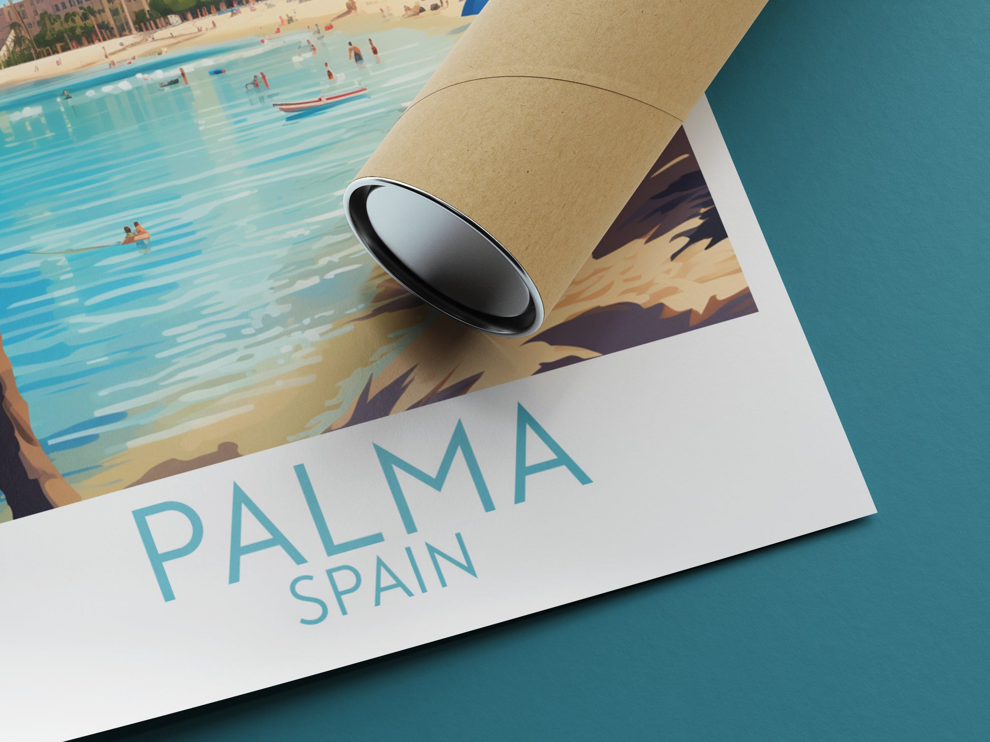 palma travel poster rolled spain