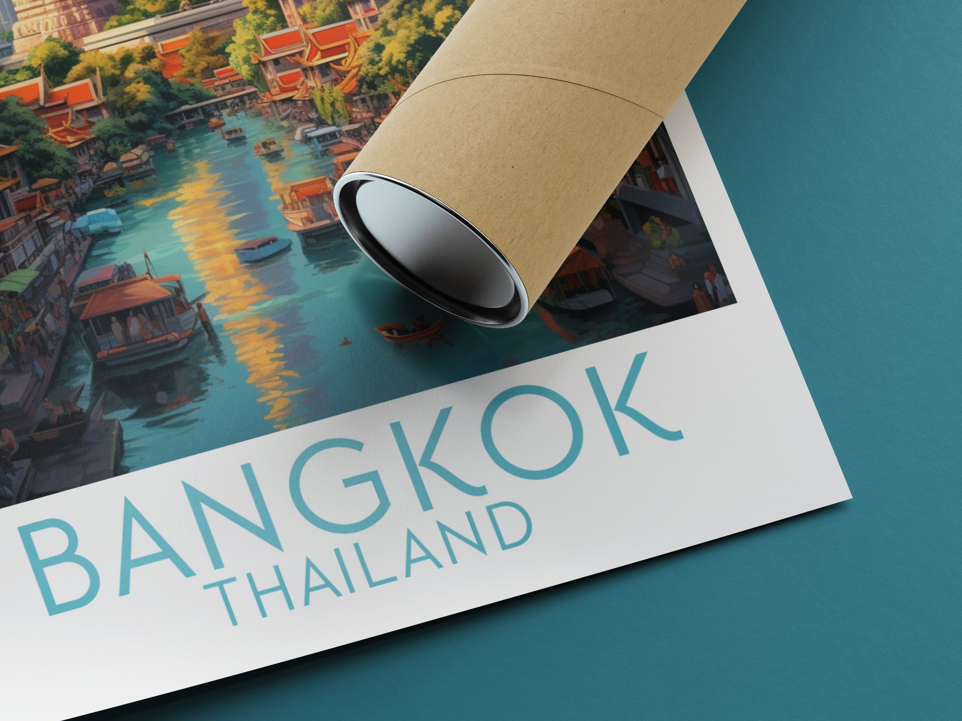 bangkok travel poster rolled thailand