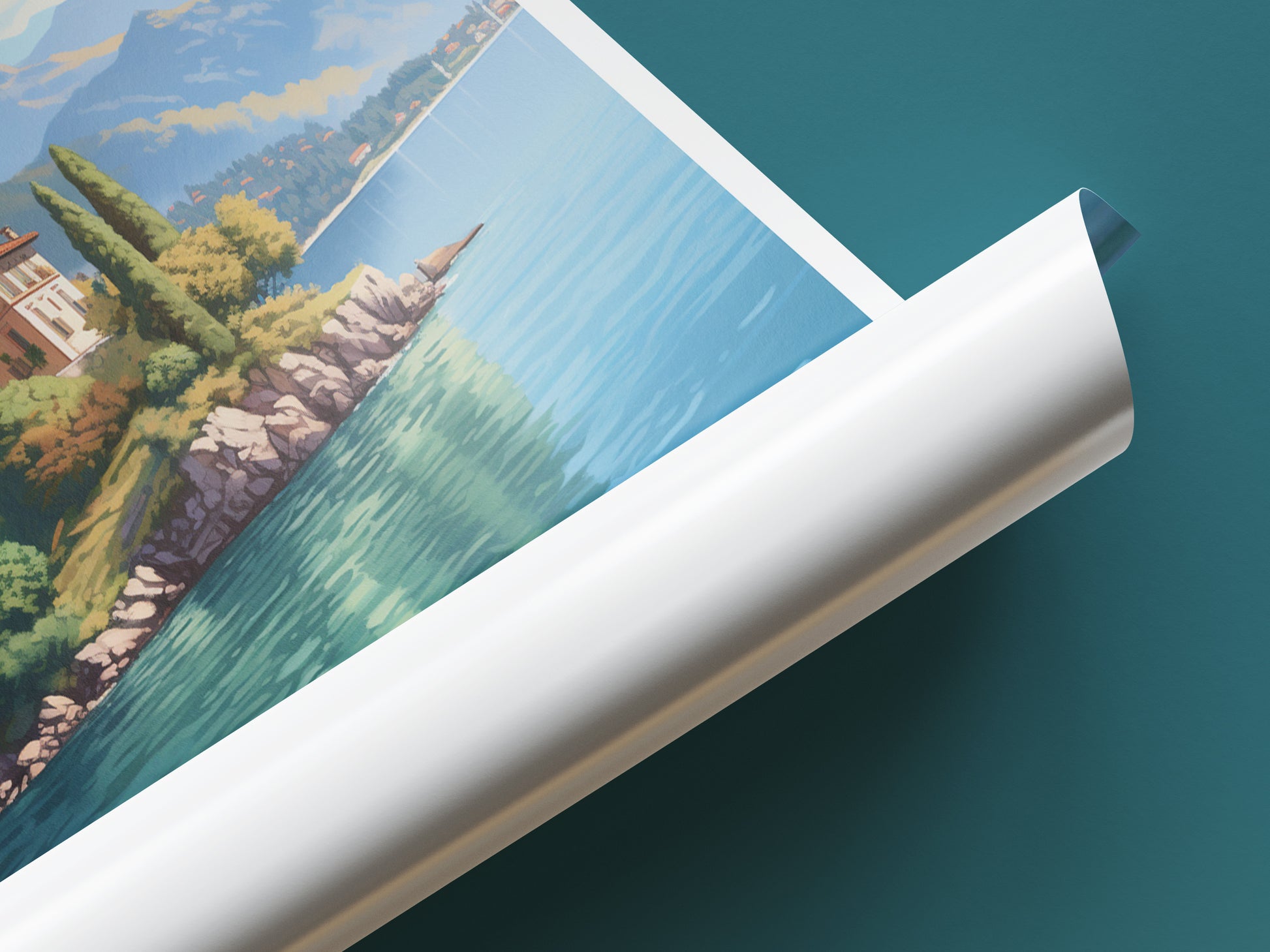 lake como travel poster tube italy