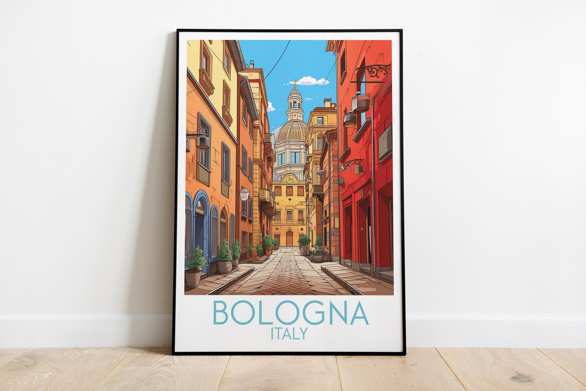 bologna travel poster on the ground italy