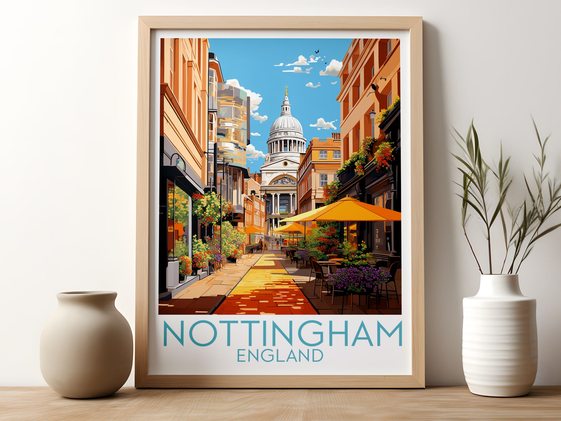 nottingham travel poster for kitchen england