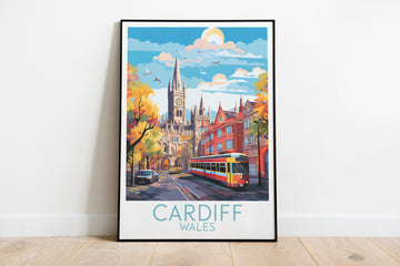 cardiff travel poster on the ground wales