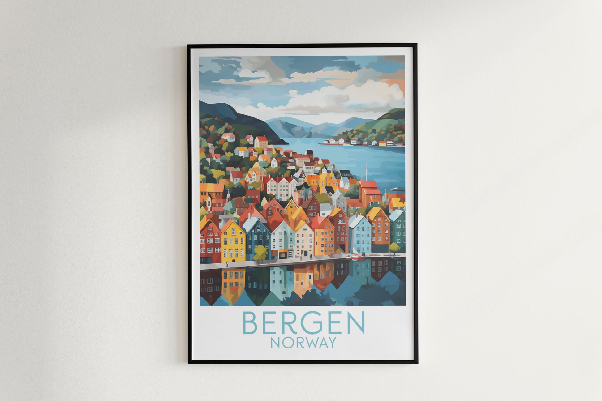 bergen travel poster hanged on the wall norway