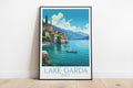 lake garda travel poster on the ground italy