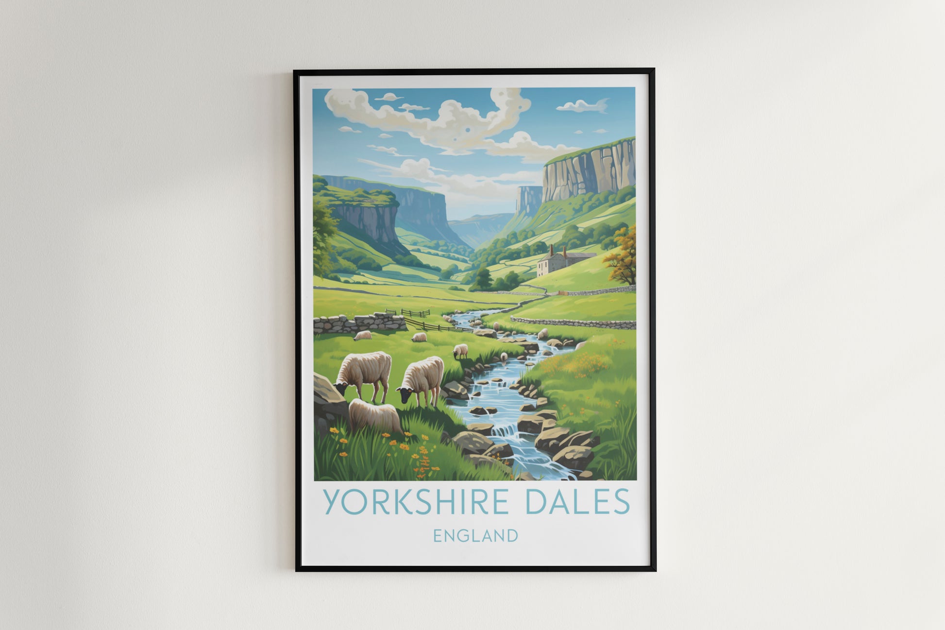 yorkshire dales travel poster hanged on the wall england