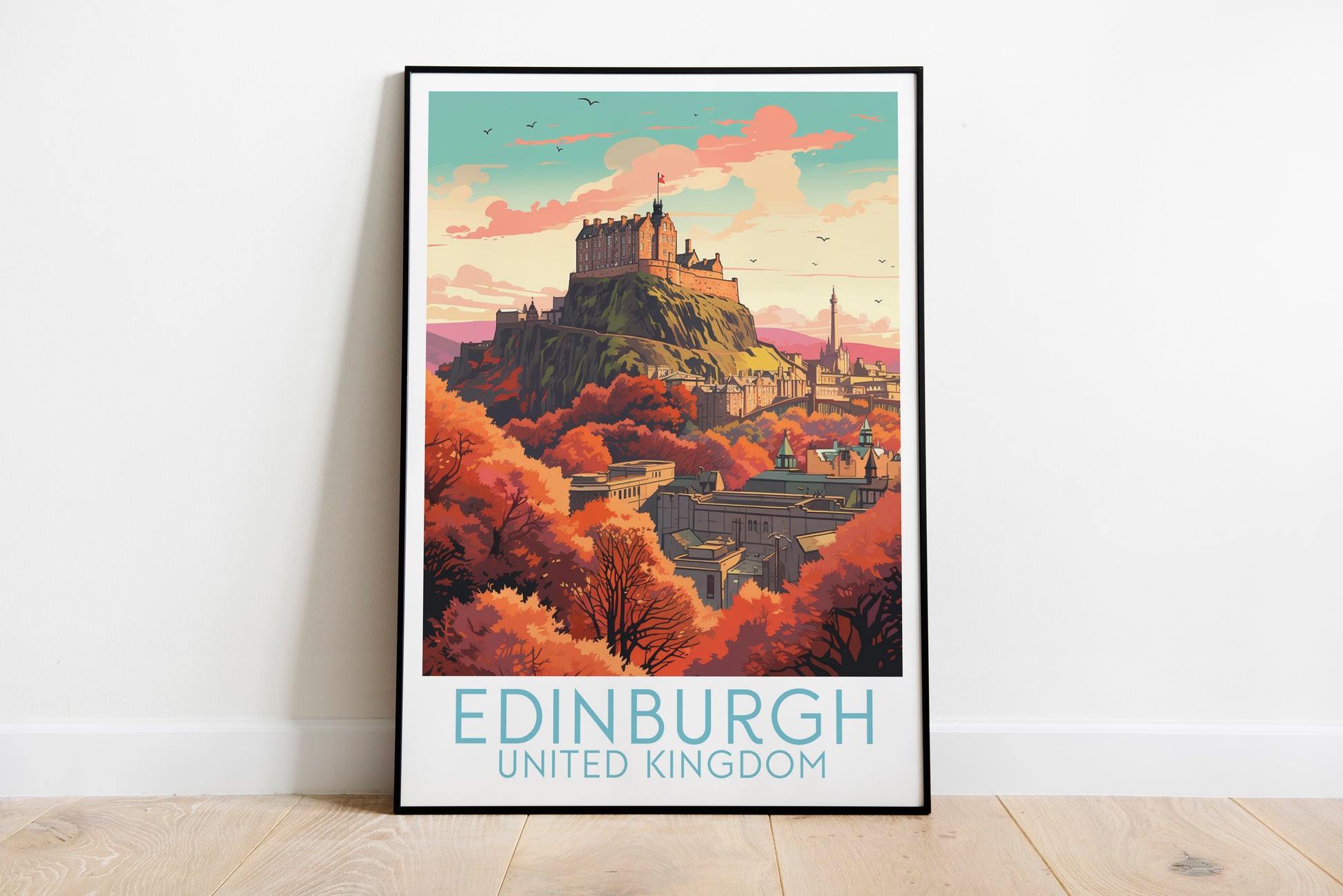 edinburgh travel poster on the ground united kingdom