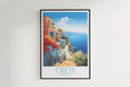 crete travel poster hanged on the wall greece