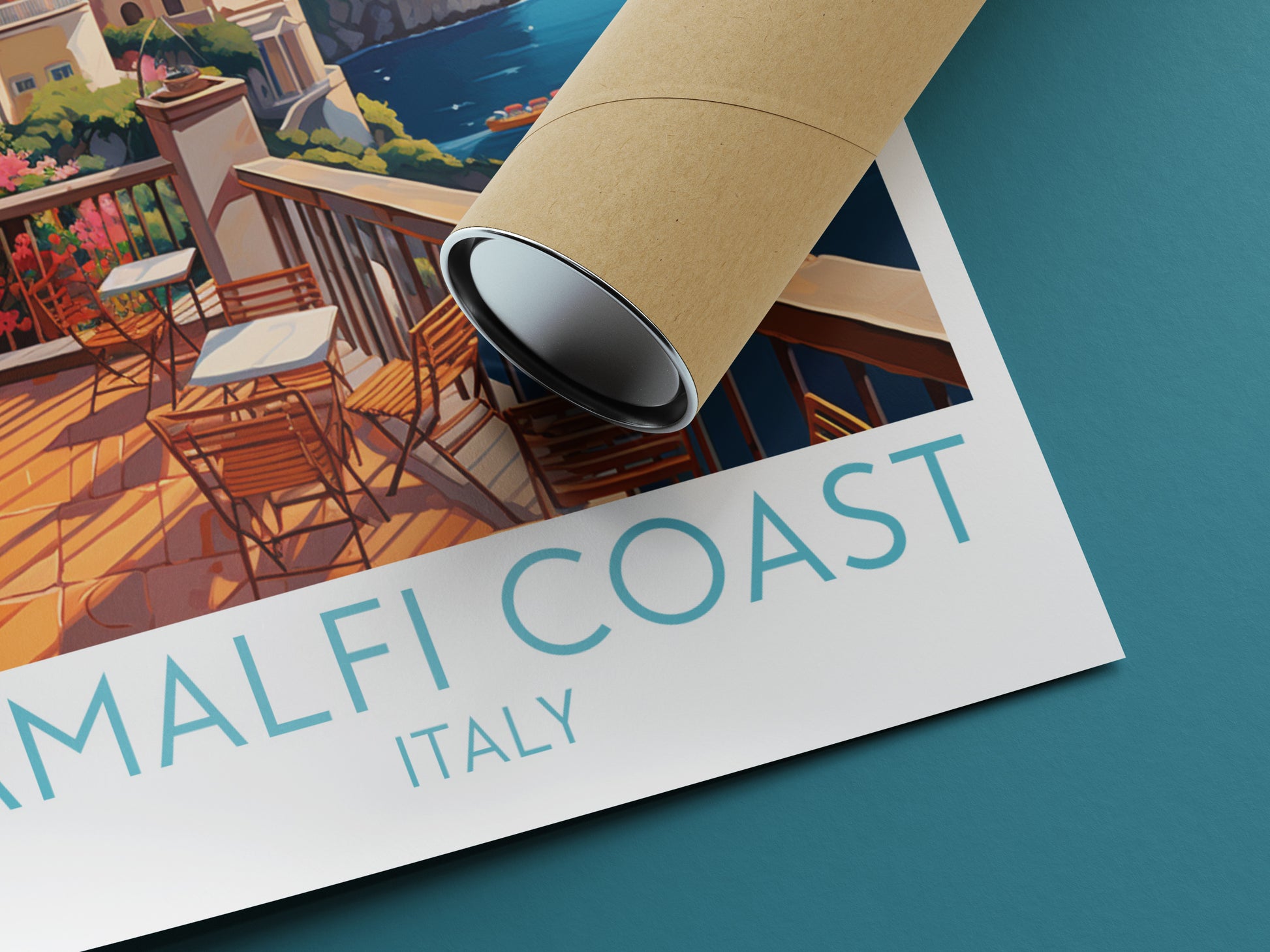 amalfi coast travel poster rolled italy