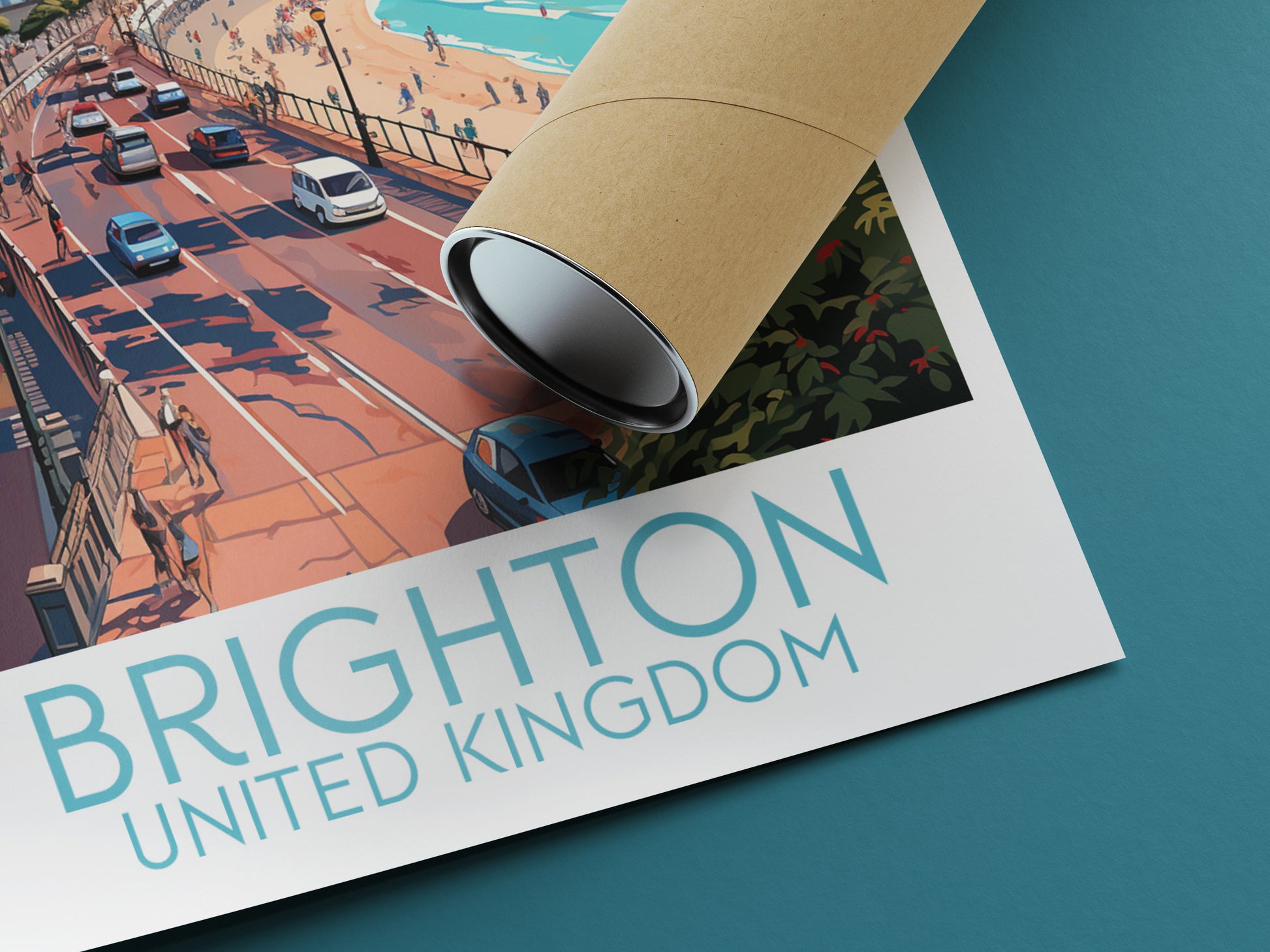 brighton travel poster rolled united kingdom