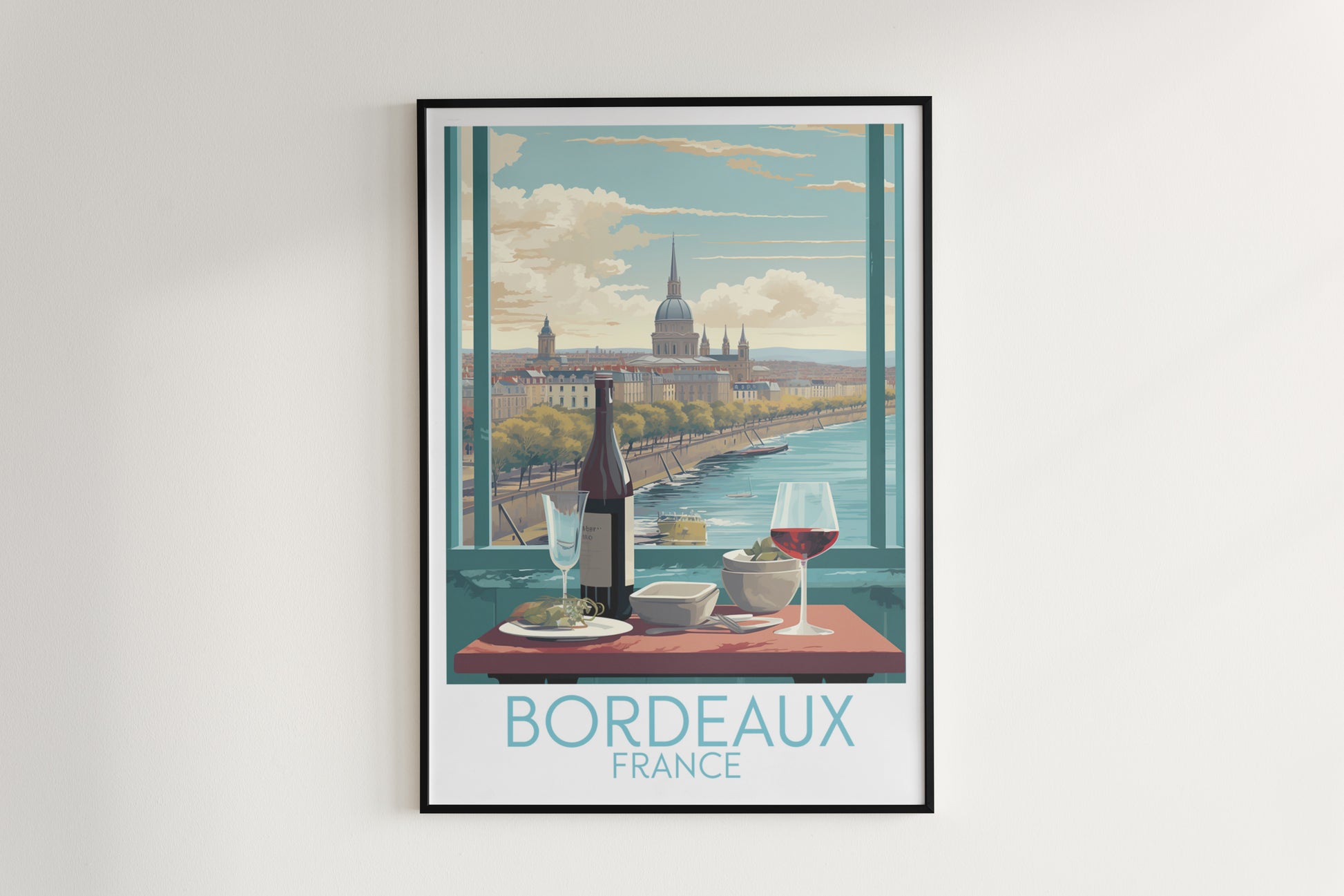 bordeaux travel poster hanged on the wall france