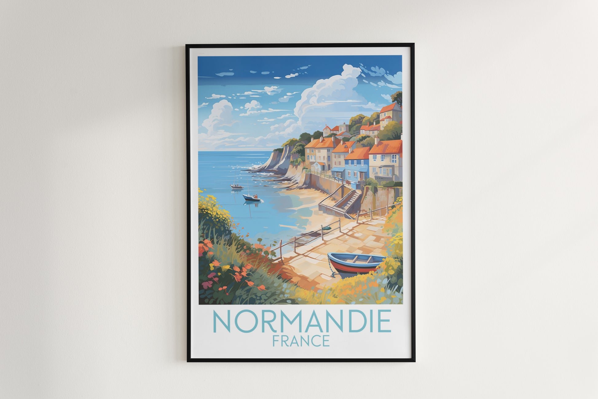 normandie travel poster hanged on the wall france