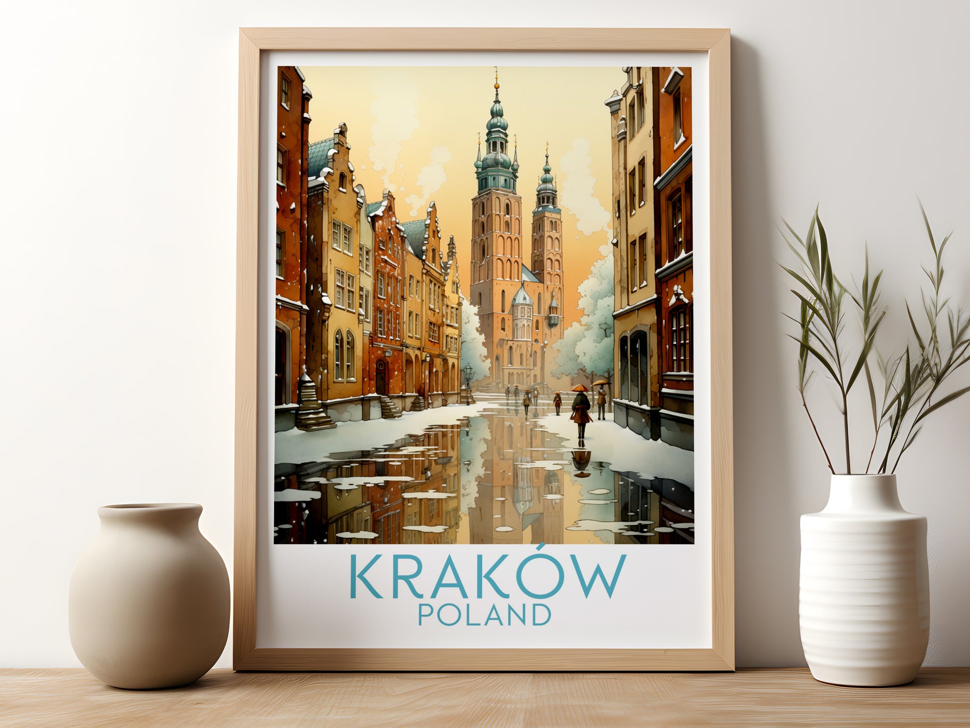 krakow travel poster for kitchen poland