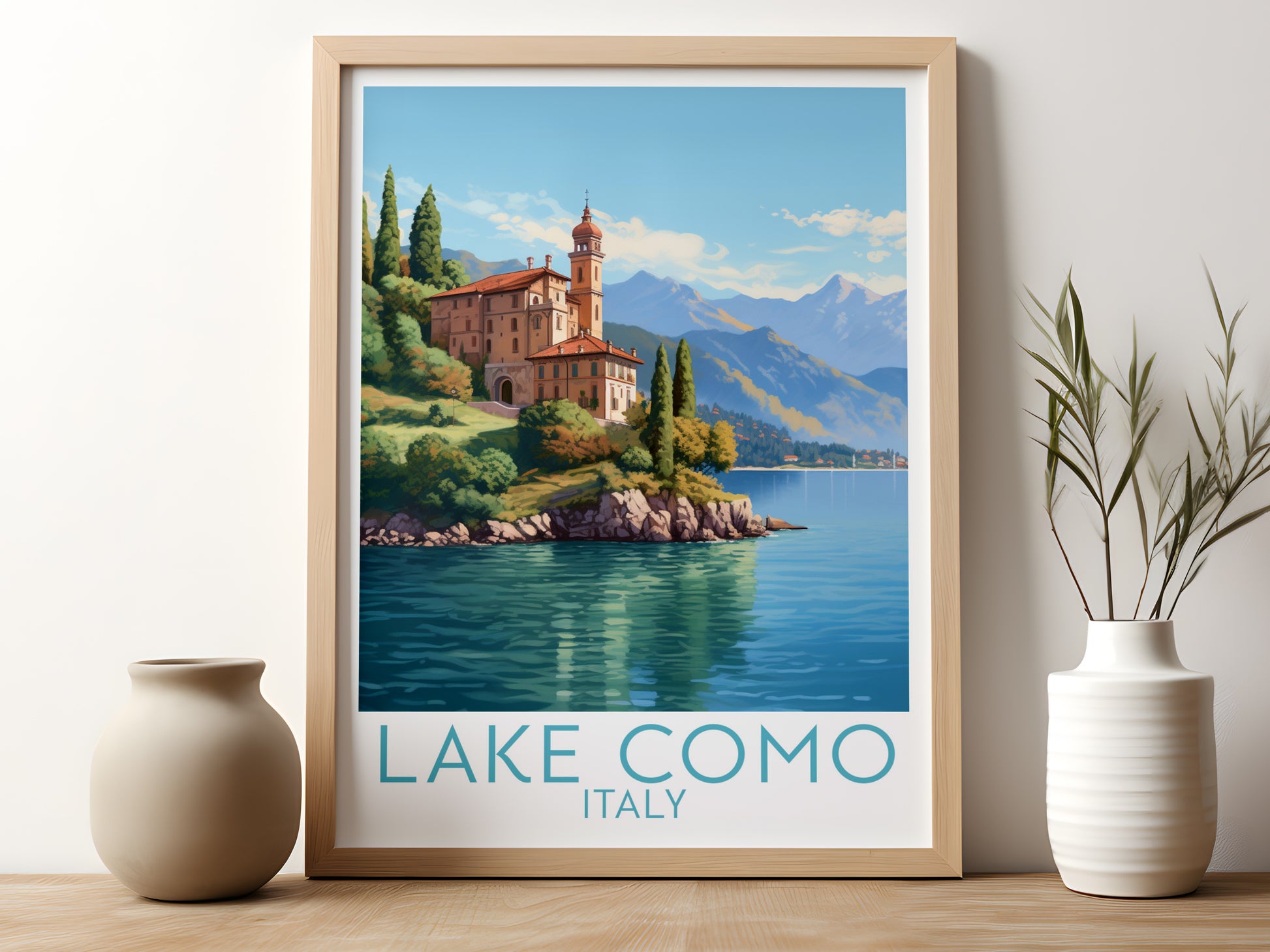 lake como travel poster for kitchen italy