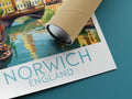 norwich travel poster rolled england