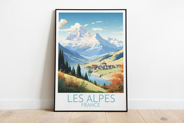 les alpes travel poster on the ground france