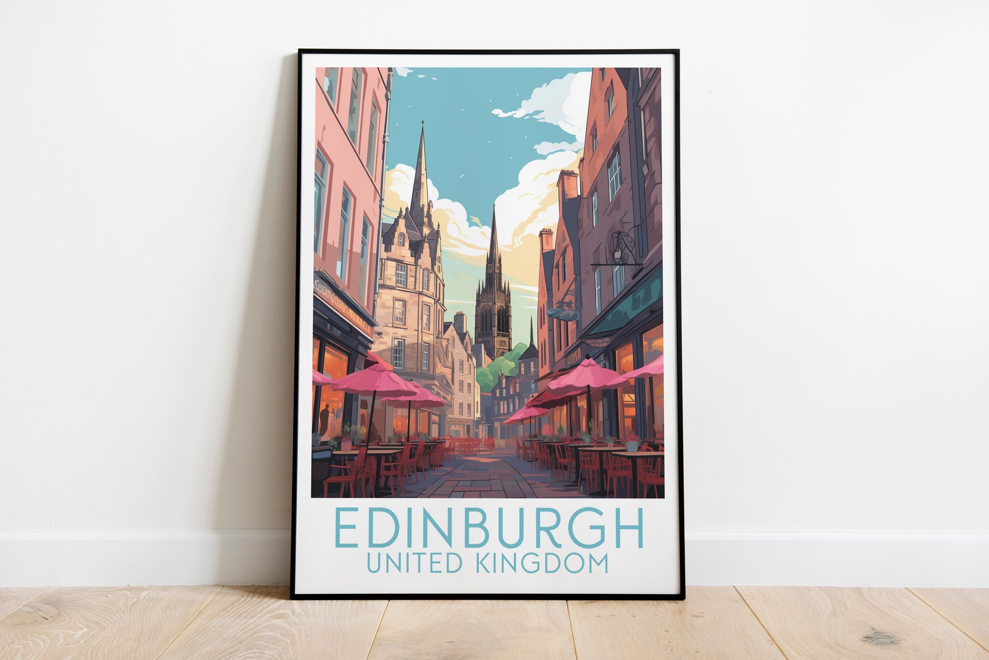 edinburgh travel poster on the ground united kingdom