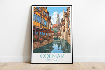 colmar travel poster on the ground france