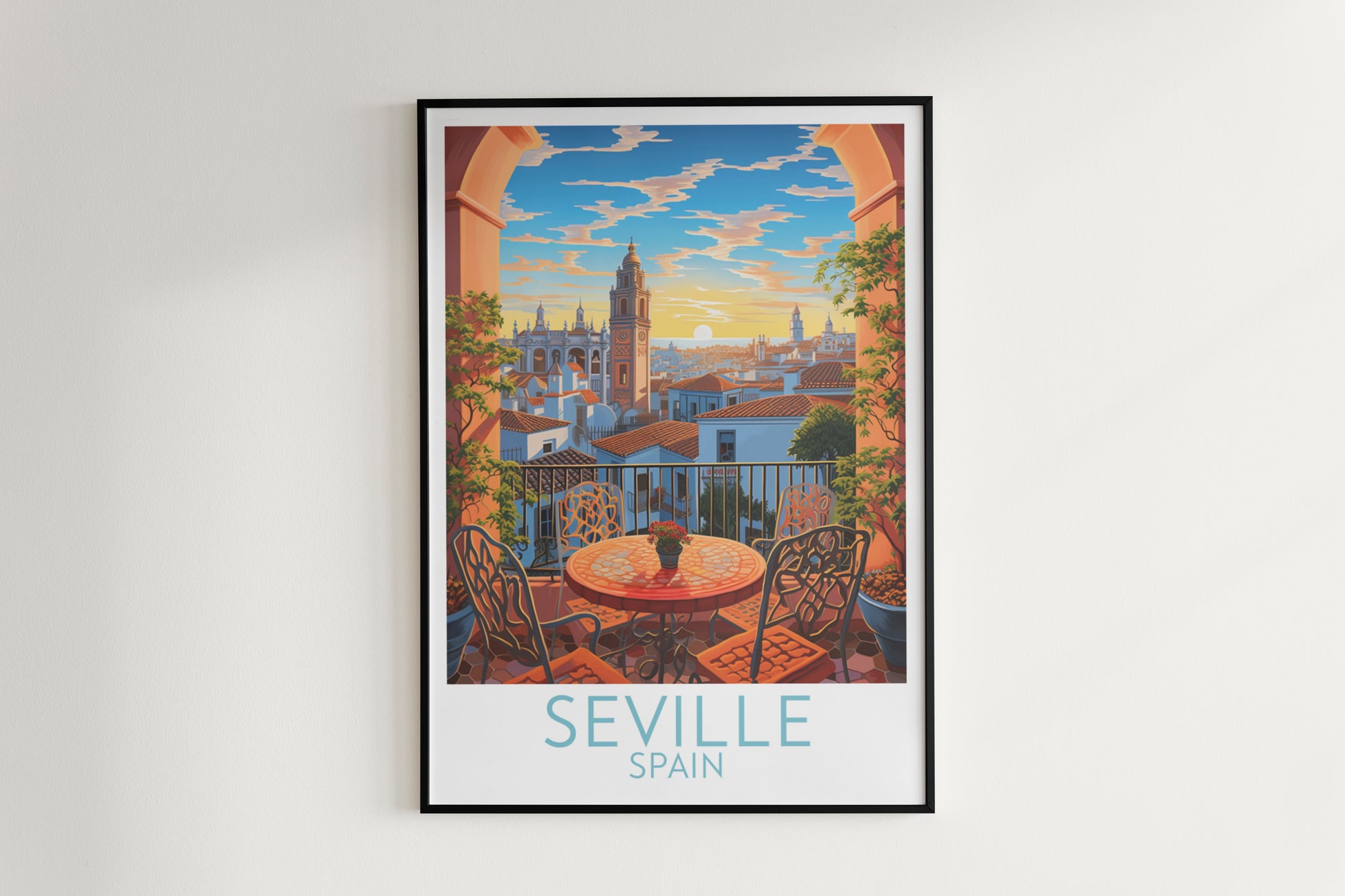 seville travel poster hanged on the wall spain